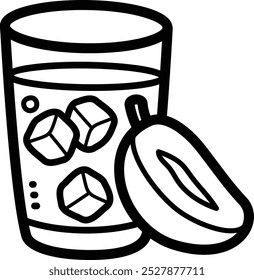 Mango drink doodle vector icon and illustration