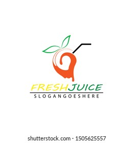 Mango drink and fresh juice logo design vector