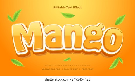 Estilo de efecto de texto editable de mango, efecto de texto editable 3d naranja