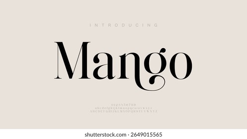 Mango Elegant alphabet letters font logo. Typography modern minimal lettering serif italic fonts decorative wedding vintage retro logos. vector illustration
