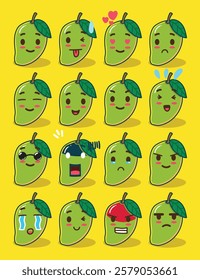 A Mango Emoticon Set for an Emoji project, sticker, or design element