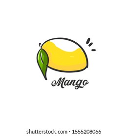 Mango exotic fruit illustration. Isolated vector on white background.  Hand drawn.