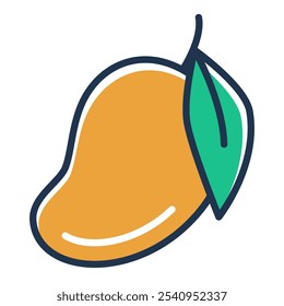Mango exotic fruit line icon vector isolated. Symbol of delicious natural dessert. Sweet vegetarian tropical product.