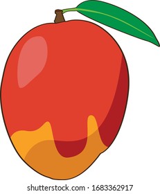 Mango, fruta exótica, rojo, amarillo, fondo blanco