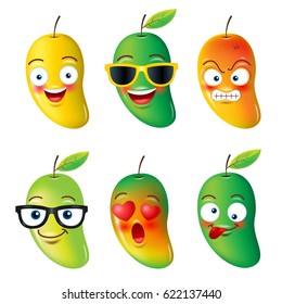 mango, emojis faciales, hola verano, ilustración vectorial.
