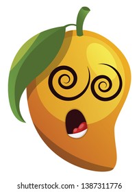Mango face feeling dizzy illustration vector on white background