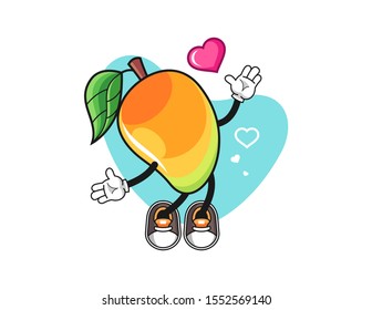 Mango fall in love cartoon. Mascot Character vector.