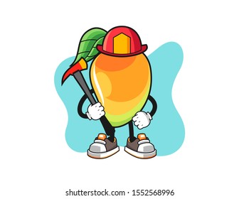 Mango firefighter cartoon. Mascot Character vector.