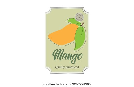 Mango food emblem, label. Bioproduct packaging. Natural product.