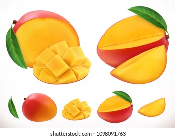 Mango. Fresh fruit 3d realistic vector icon