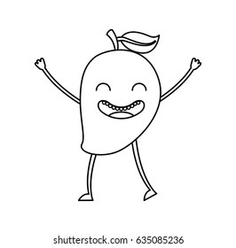 mango fresh fruit kawaii character