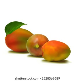Manga. Manga fresca, nutritiva e deliciosa. Uma sobremesa deliciosa e saudável. Elementos para o desenho do rótulo. Ingredientes de fruta na técnica de malha. Ilustração vetorial.