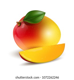 Mango fruit, 3d, vector illustration. EPS10
