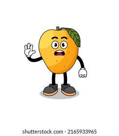 mango fruit cartoon illustration doing stop hand , character design