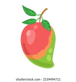 Mango fruit. In a cartoon style. Isolated on white background. Vector flat illustration.