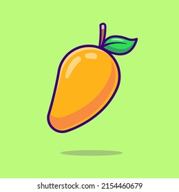 Mango Fruit Cartoon Vector Icon Illustration. Food Nature Icon Concept Isolated Premium Vector. Flat Cartoon Style