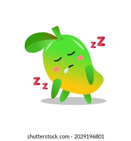 Mango fruit cartoon vector illustration with sleeping expression