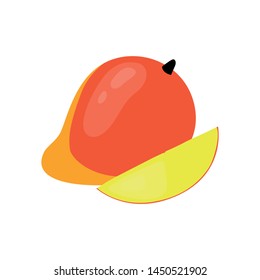 Mango fruit color vector icon. Flat design