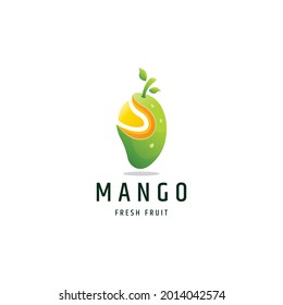 Modelo de diseño de icono de logotipo de degradado de color de frutos de mango ilustración vectorial 