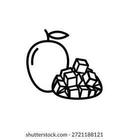Mangofrucht und gewürfelte Mango Würfel Symbol Lebensmittel tropisch