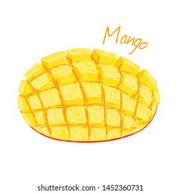 Mango, fruit doodle drawings vector illustration. 