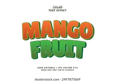 Mango fruit editable text effect 3d element, typography, 3d text for food industry.