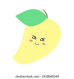 mango fruit flat design emoji vector illustration isolated on white background