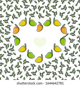 Mango fruit flat with leaves vector background seamless pattern. Scalable and editable. Vector pattern for textile, print, fabric, backdrop, wallpaper, background.