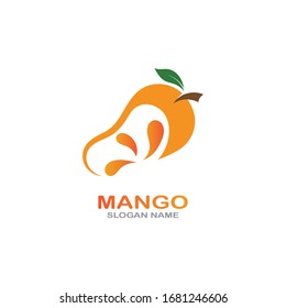 Mango Fruta en estilo plano. icono de diseño del logotipo vectorial de innovación