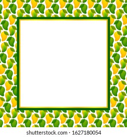 mango fruit frame for copy space text, banner frame with mango for background, mango pattern yellow green for banner advertisement, mango fruit ripe and raw pattern for text ad space