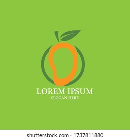 Mango fruit fresh vector image logo
