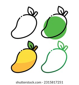 Diseño de iconos de frutos de mango en cuatro colores de variación