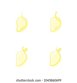 Mango fruit icons set design yellow color illustration isolated on white background, vector eps10