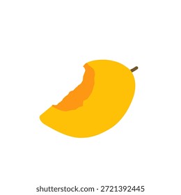 Ilustración de fruta de mango. Fruta de mango mordida. Diseño plano de fruta de mango. Ilustración de frutas. Vector de mango con hoja verde