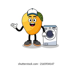 mango fruit illustration as a laundry man , character design