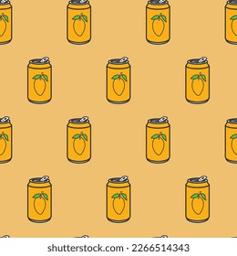 MANGO FRUIT JUICE CAN SEAMLESS PATTERN ALL OVER PRINT VECTOR