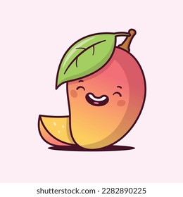 Mango fruit kawaii cartoon character vector illustration