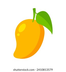 Mango Fruit Leaf Cartoon Style Icon Vector Illustration