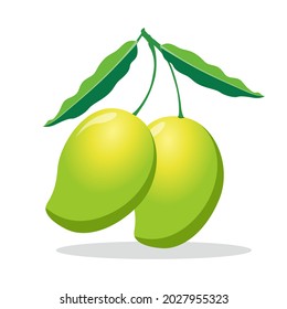 mango fruit with leaves,
simple illustration design