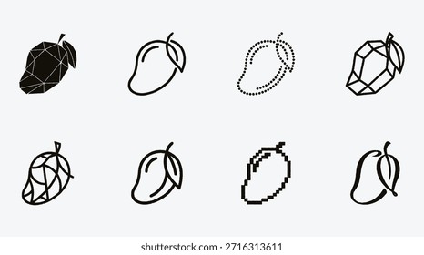 Conjunto de Coleção de Arte de Linha de Manga Fruit de Ilustrações Vetoriais em Branco