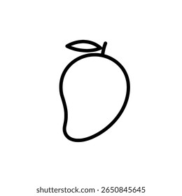 Mango fruit line art icon. Minimalist tropical food sketch for healthy eating.
