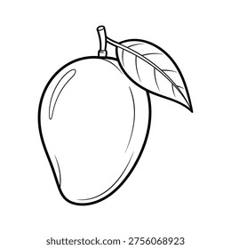 Mango Fruit Line Art Illustration Fresh Tropical Coloring Page Design