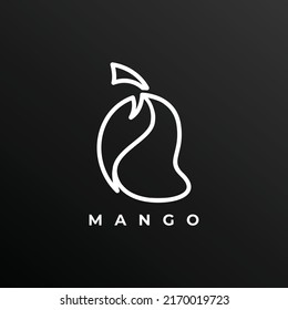 mango fruit line art logo design template