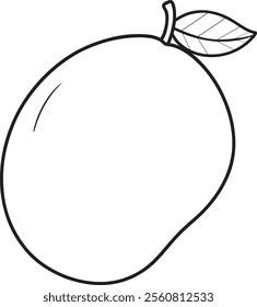 Mango Fruit Line Art Vector Illustration