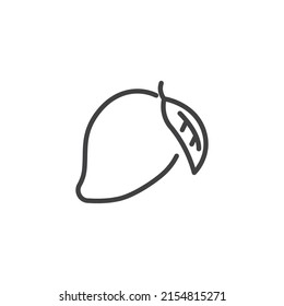 Mango Fruchtlinie Symbol. lineares Stilzeichen für mobiles Konzept und Webdesign. Mango mit Blatt Umriss Vektorsymbol. Symbol, Logo-Abbildung. Vektorgrafik