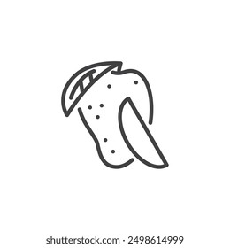 Mango fruit line icon. linear style sign for mobile concept and web design. Whole mango with a slice outline vector icon. Symbol, logo illustration. Vector graphics