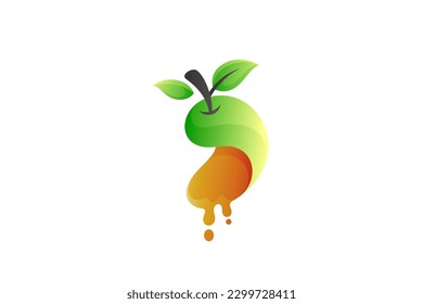 Mango-Obstlogo im 3D-Design-Stil