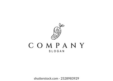 Logotipo de fruta de mango en estilo de diseño de arte de línea abstracta