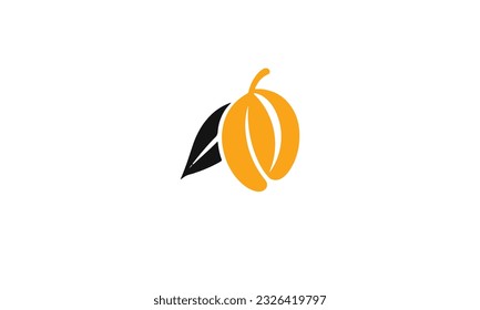 logo de la fruta de mango icono plano simple negro sobre fondo blanco
