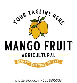 Mangofrucht Logo Design, mit frischem Apfelfrucht-Symbol. Perfekt für Fruchtetiketten, Saftgetränk-Icons oder Getränk-Aufkleber